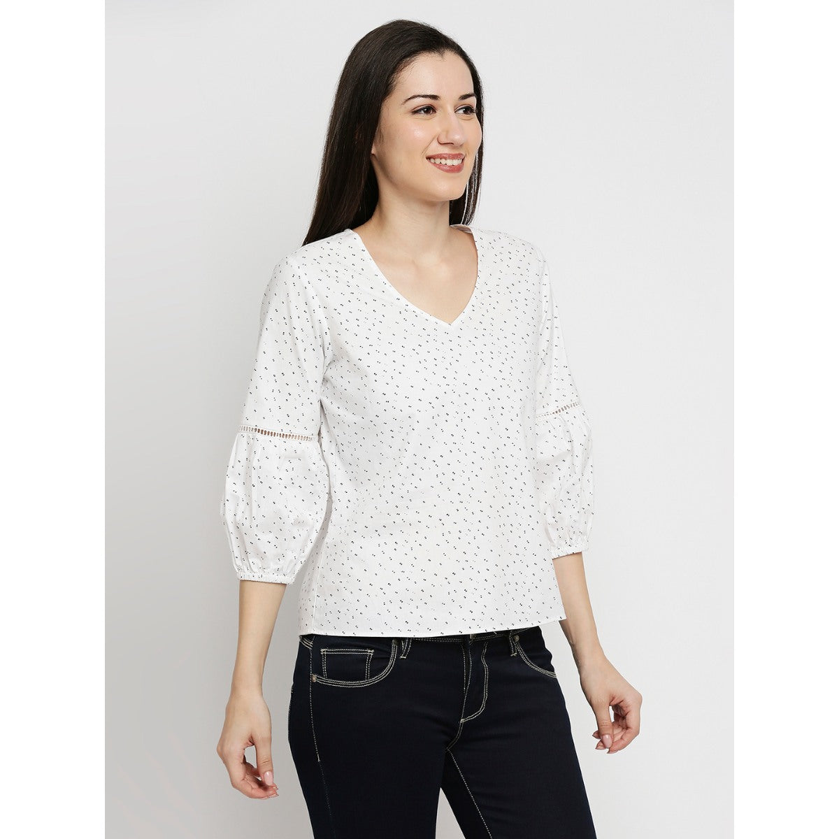 Mantra white bishop sleeves top