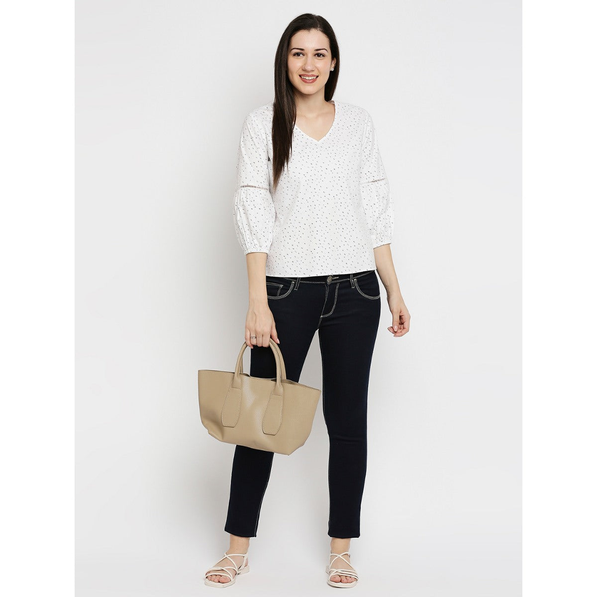 Mantra white bishop sleeves top