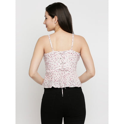 Mantra pink ruffle hem cami top