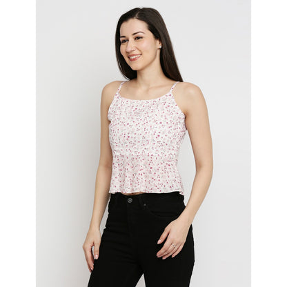 Mantra pink ruffle hem cami top