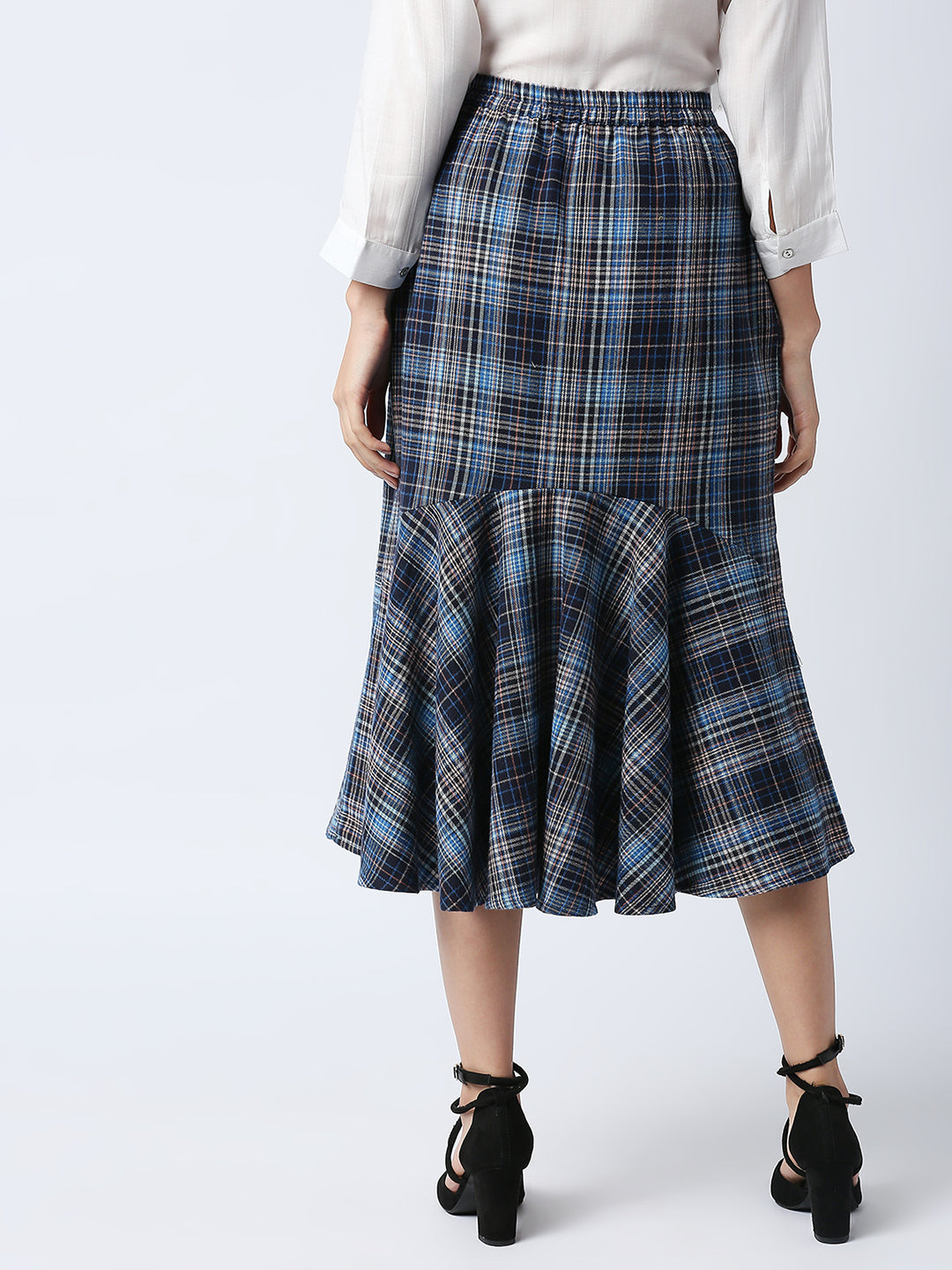 Mantra checkered  circular hem  skirt