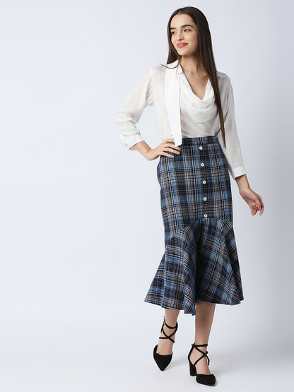 Mantra checkered  circular hem  skirt